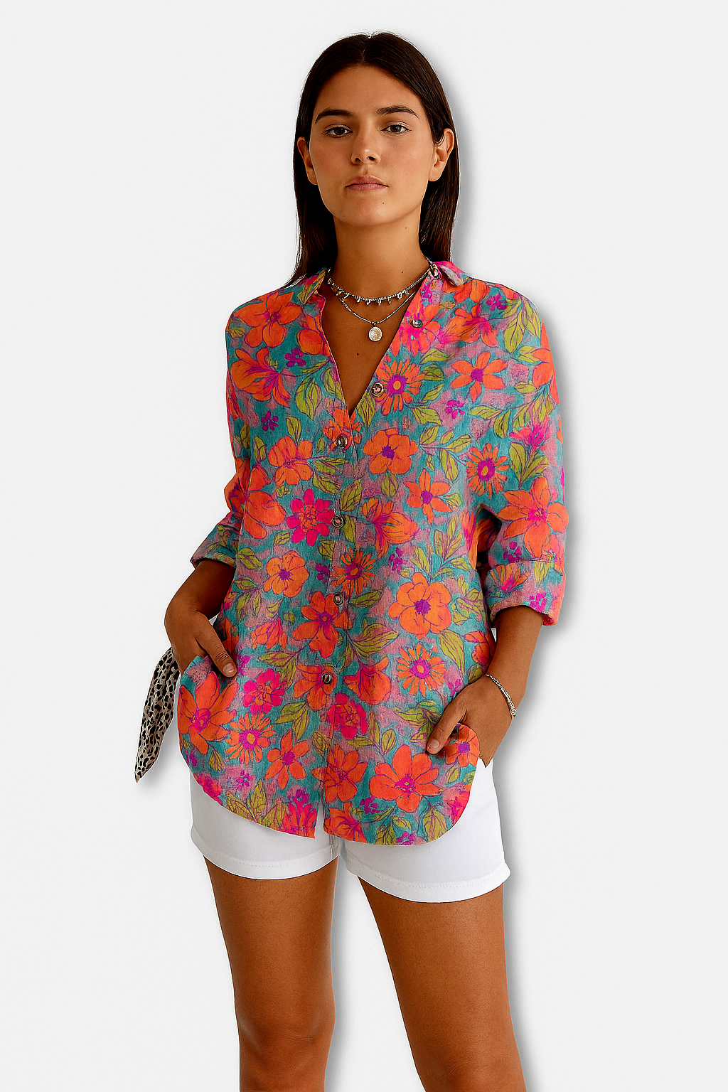 Damen Langarm-Blumen-Shirt – Leichte Bedruckte Bluse