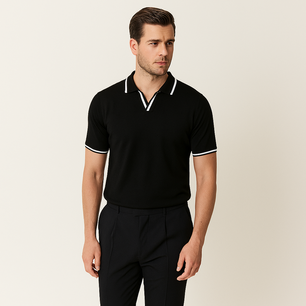 Herren Slim Fit Baumwoll-Polohemd – Maßgeschneiderter Smart-Casual-Stil