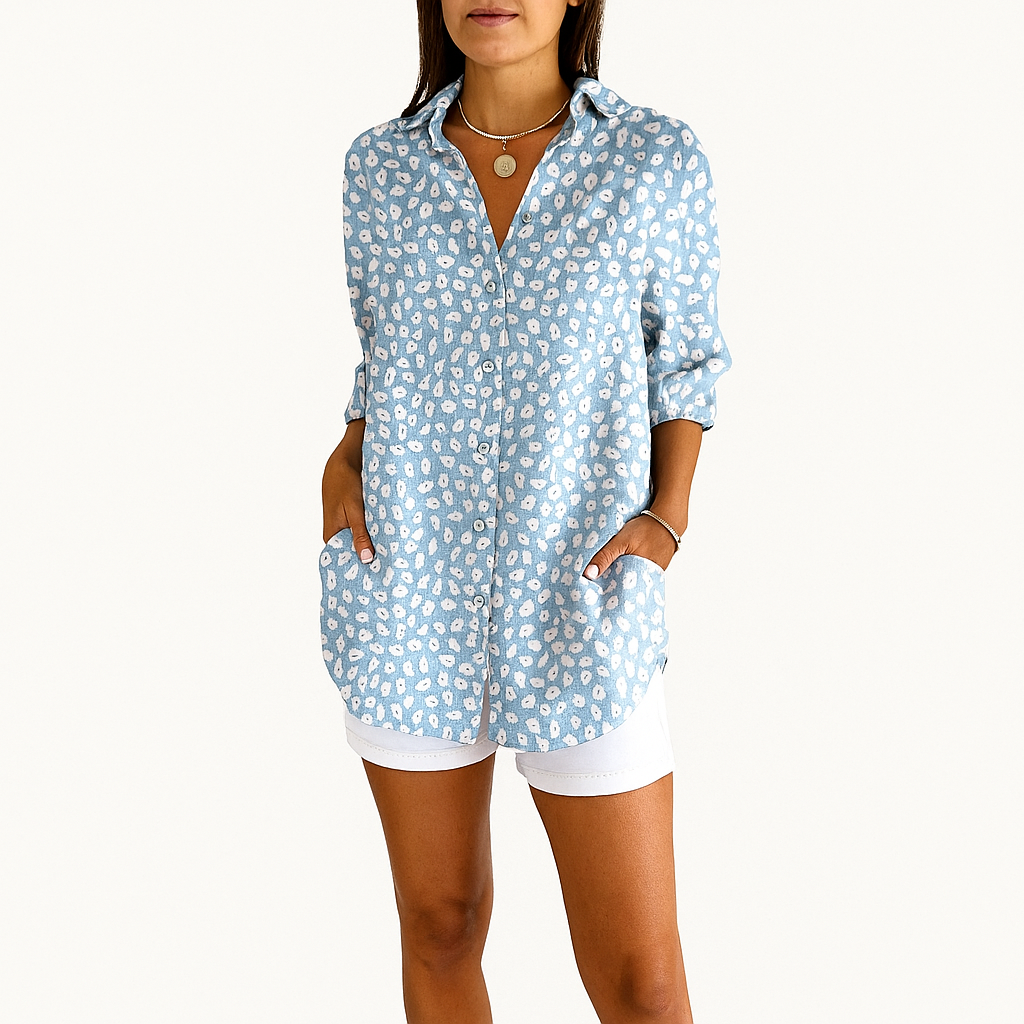 Damen Langarm-Blumen-Shirt – Leichte Bedruckte Bluse