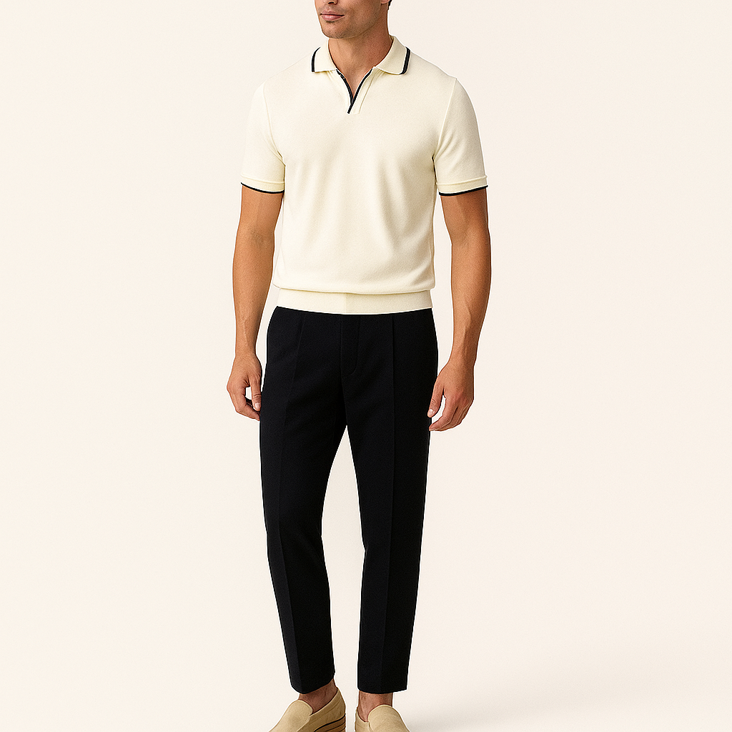 Herren Slim Fit Baumwoll-Polohemd – Maßgeschneiderter Smart-Casual-Stil