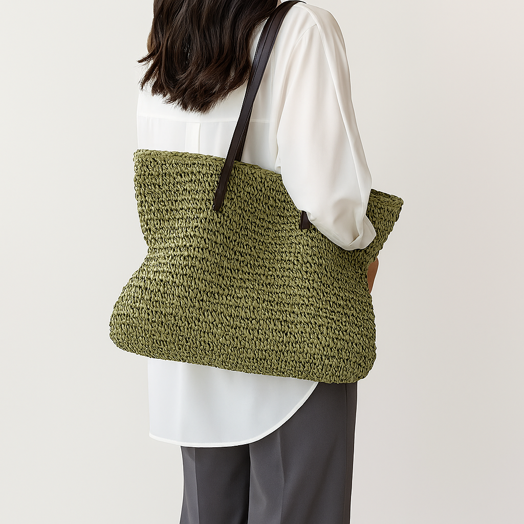 Große Stroh-Tasche – Leichte, ökologische Strand- & Markt-Tasche