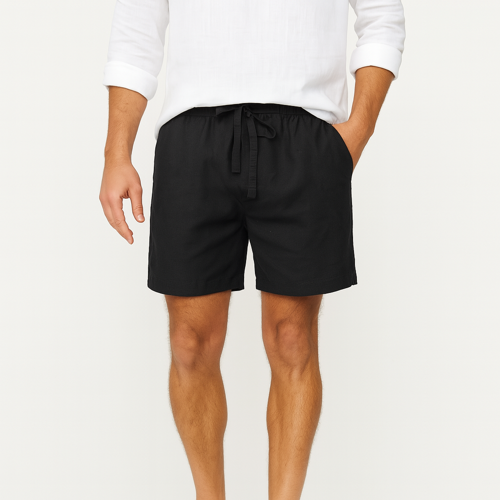 Men’s Summer Linen Shorts – Lightweight Drawstring & Elastic Waist