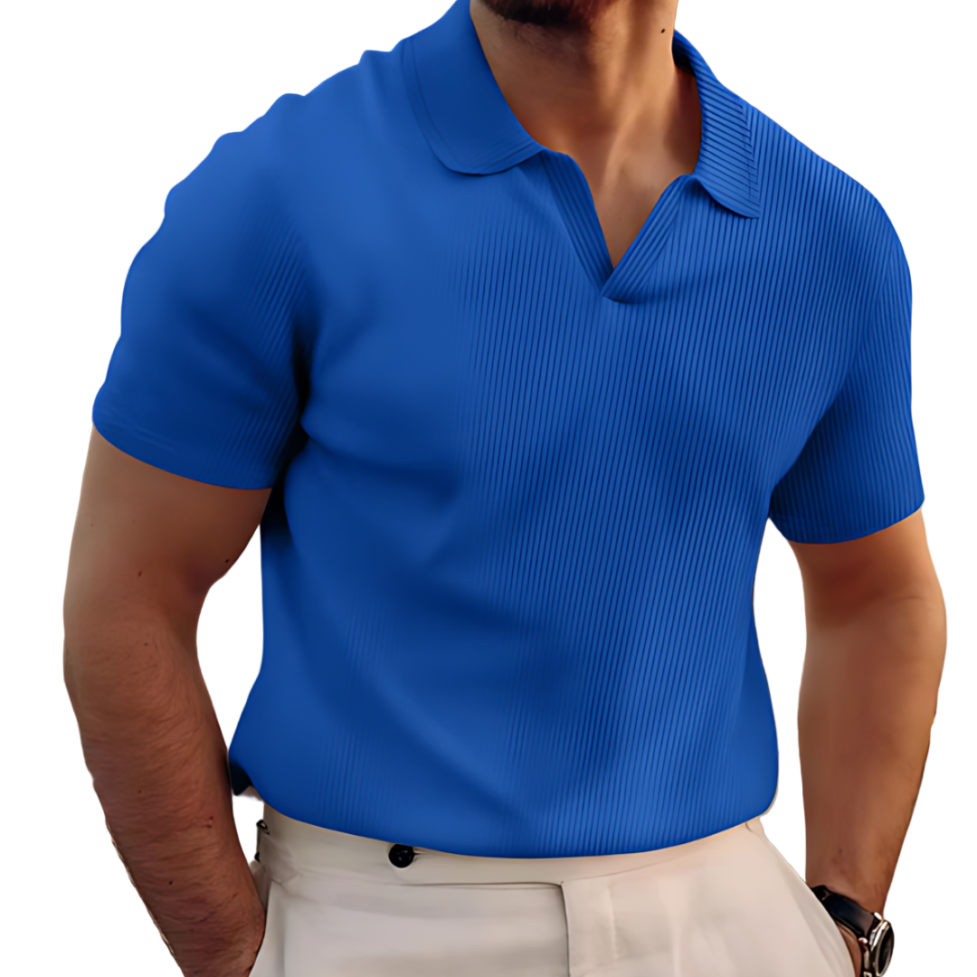 Herren V-Ausschnitt Polohemd – Kurzarm Sommer Casual Top