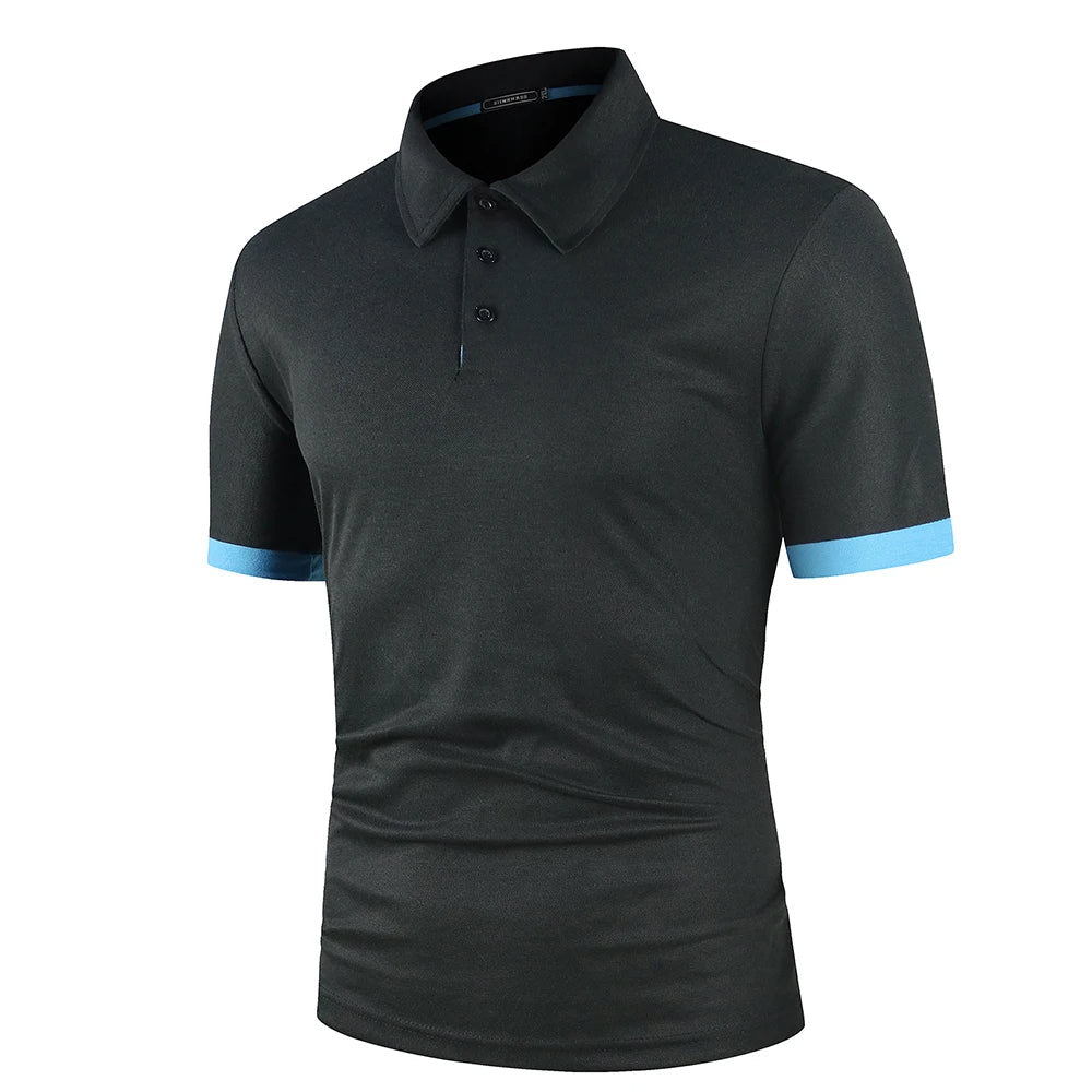 Herren Blaues Polo-Shirt mit kurzen Ärmeln – Leichtes Sommeroberteil