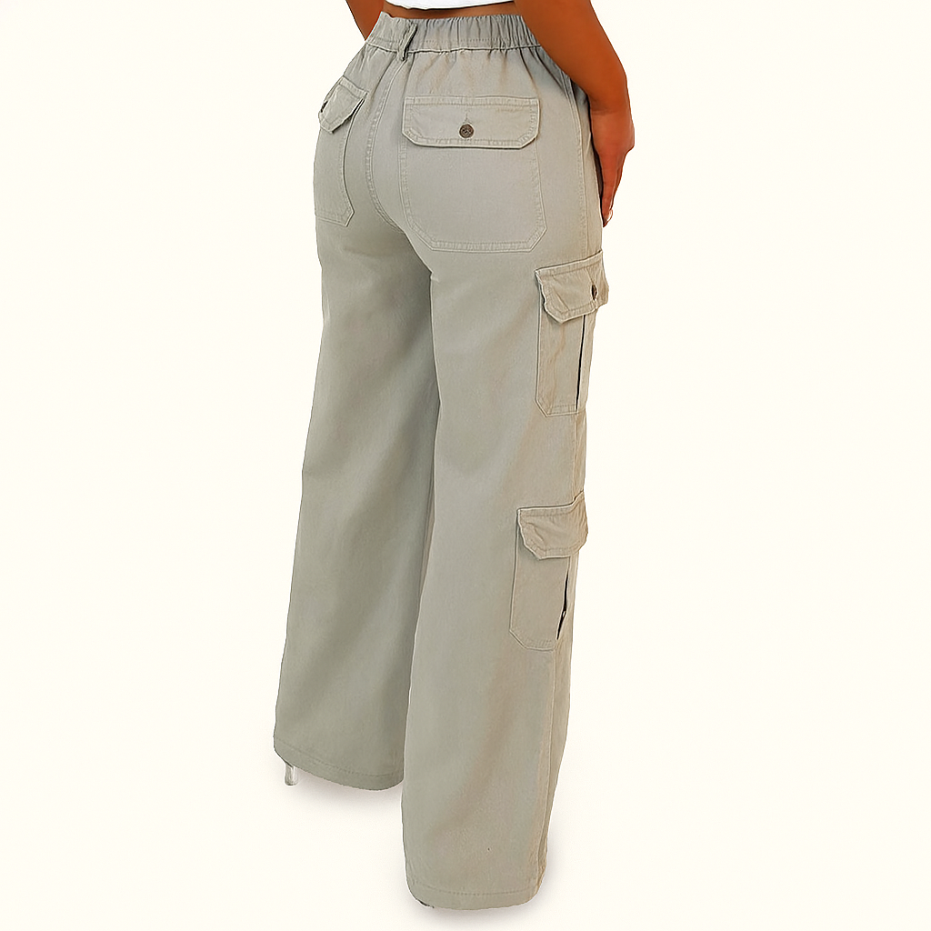 Stone Stretch Weitbeinige Cargo-Hose – Utility-Komfort