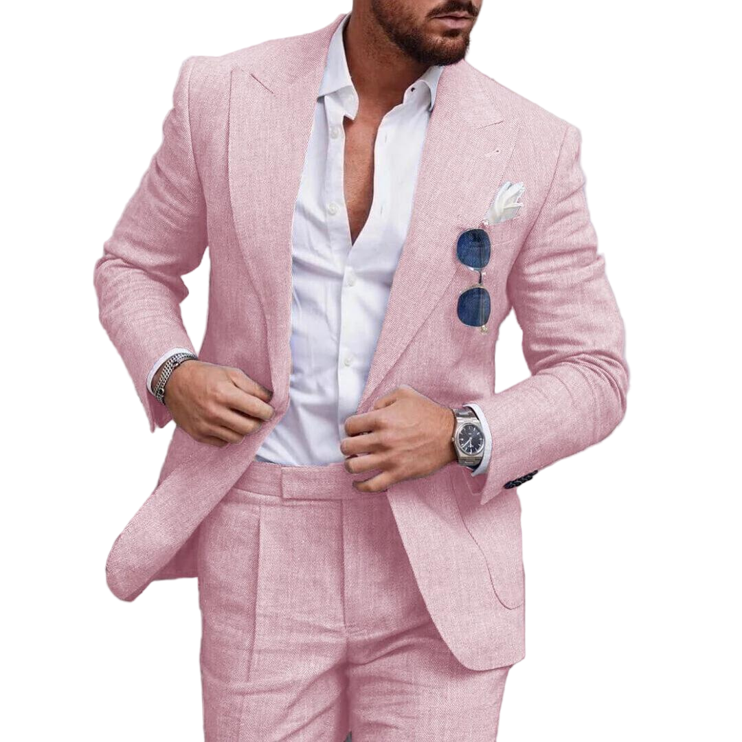 Herren Leinen-Anzug Set – 2-teiliges Sommerhochzeits- & Urlaubsoutfit