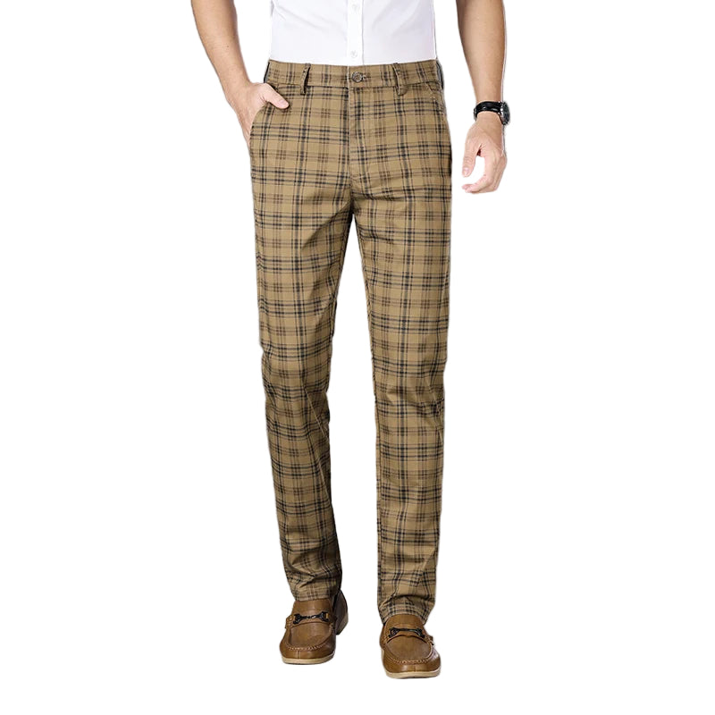 Herren Graue Kariert Slim Fit Hose – Smarte Arbeitskleidung
