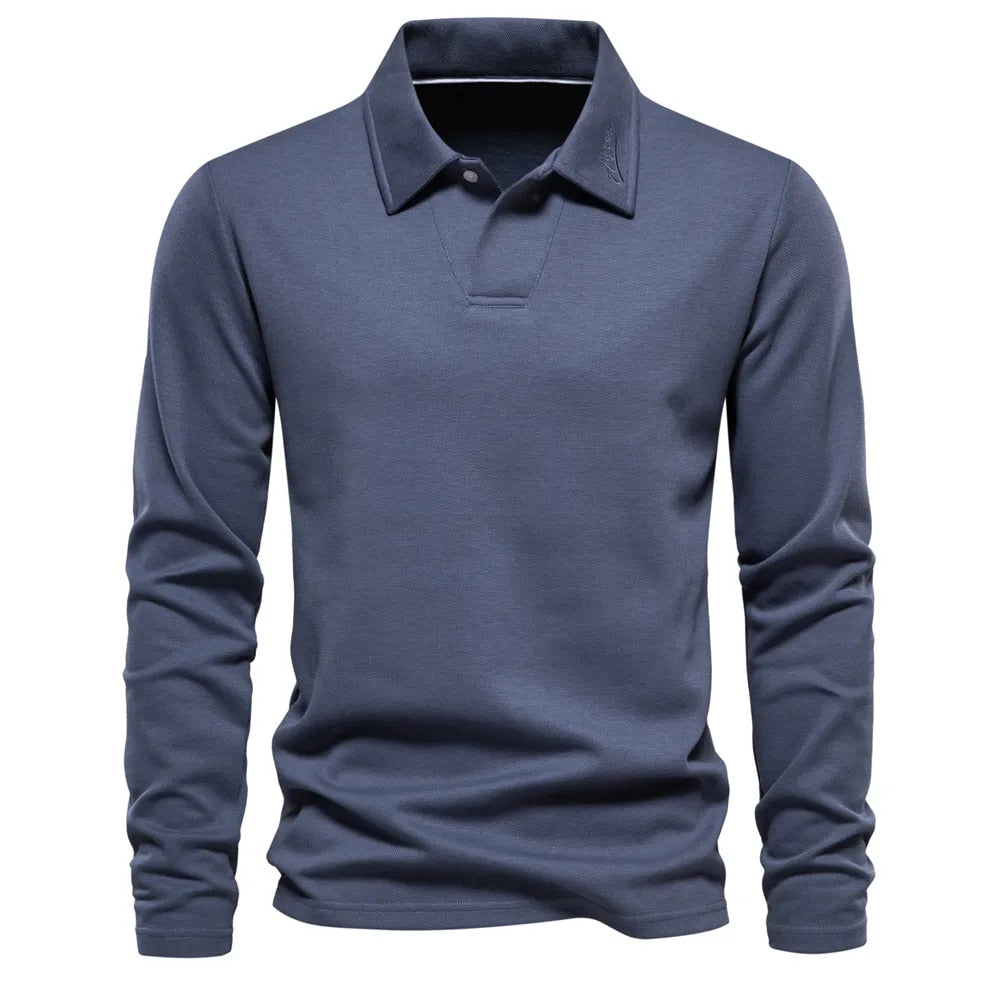 Herren-Langarm-Poloshirt – Strickpullover mit Kragen