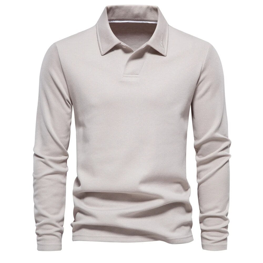 Herren-Langarm-Poloshirt – Strickpullover mit Kragen