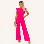 Damen Jumpsuit mit Rüschenärmeln und weitem Bein – Elegante Sommermode