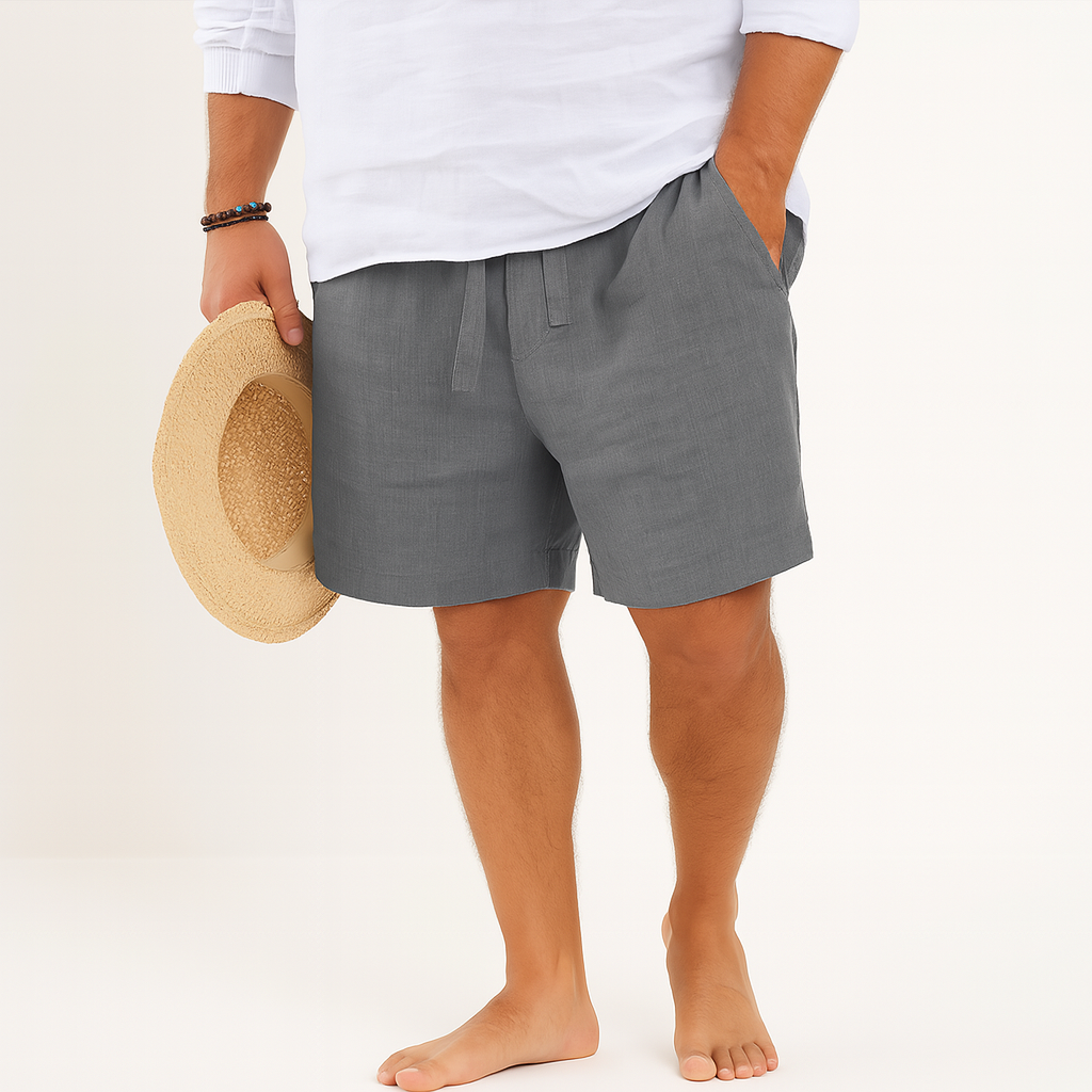 Men’s Summer Linen Shorts – Lightweight Drawstring & Elastic Waist