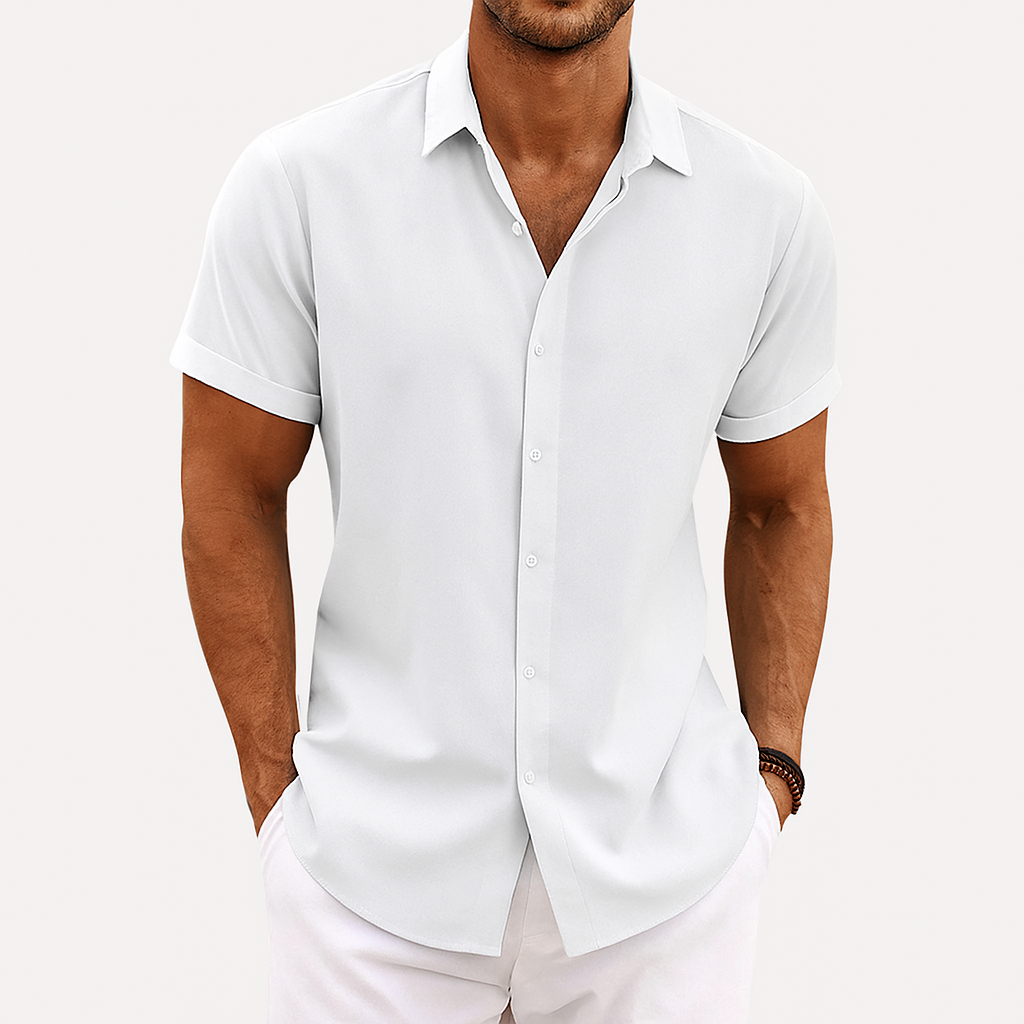 Herren Leichtes Baumwoll-Leinen Hemd – Atmungsaktives Sommer Kurzarm-Shirt