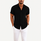 Herren Leichtes Baumwoll-Leinen Hemd – Atmungsaktives Sommer Kurzarm-Shirt