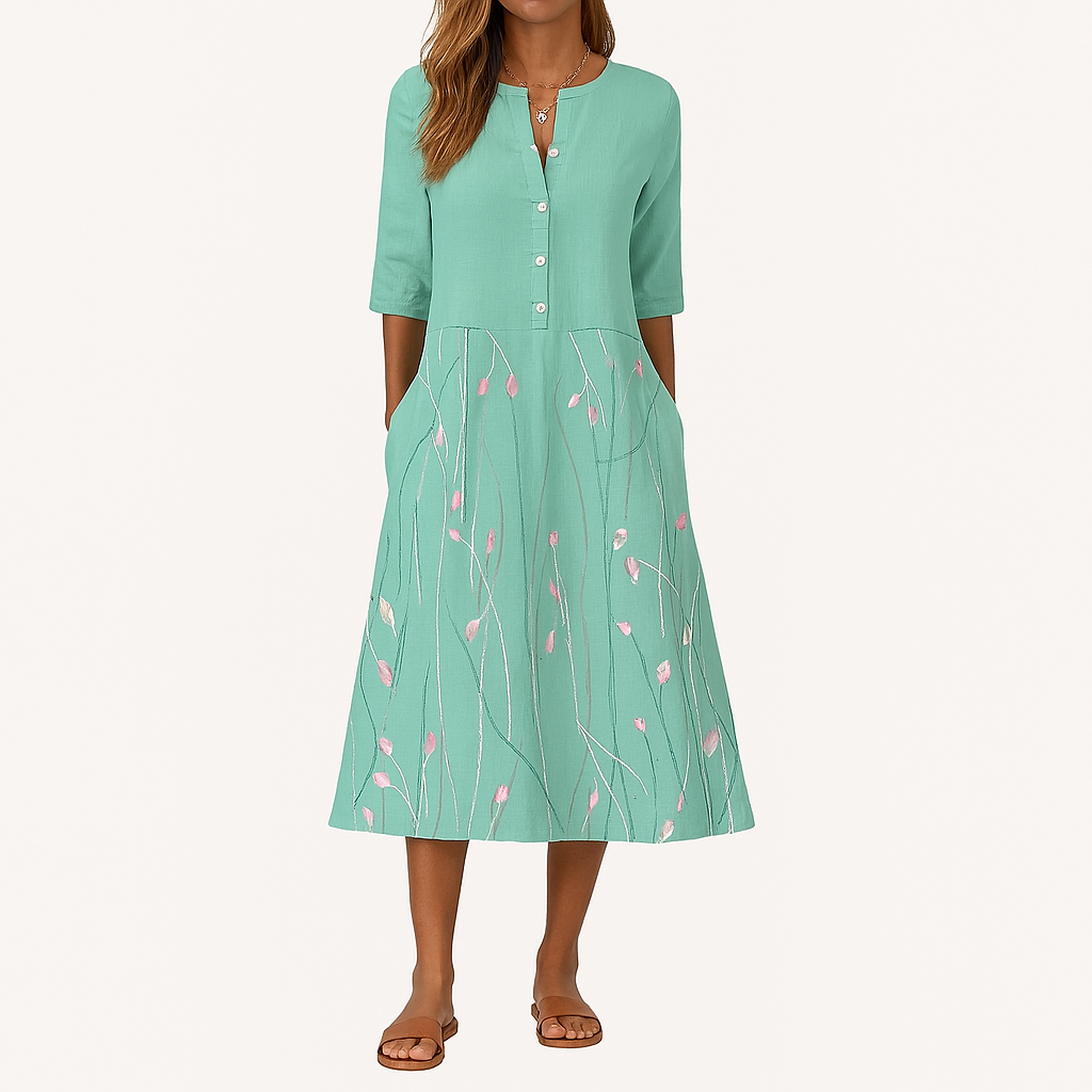 Blumiges Zwei-Teile-Midi-Kleid-Set – Sommer-Gartenanlass