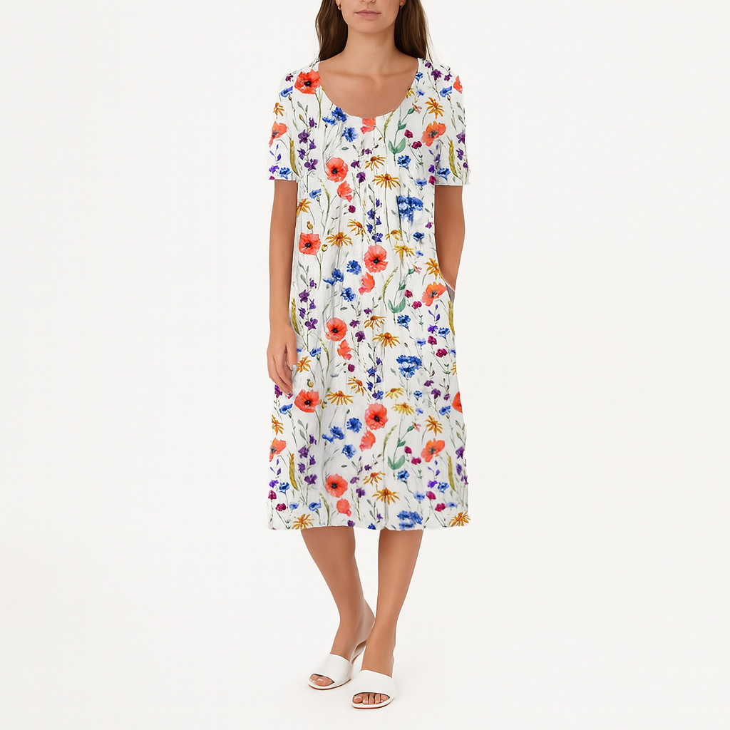 Elegantes Baumwoll-Midi-Kleid – Sommerlicher Smart-Casual-Stil