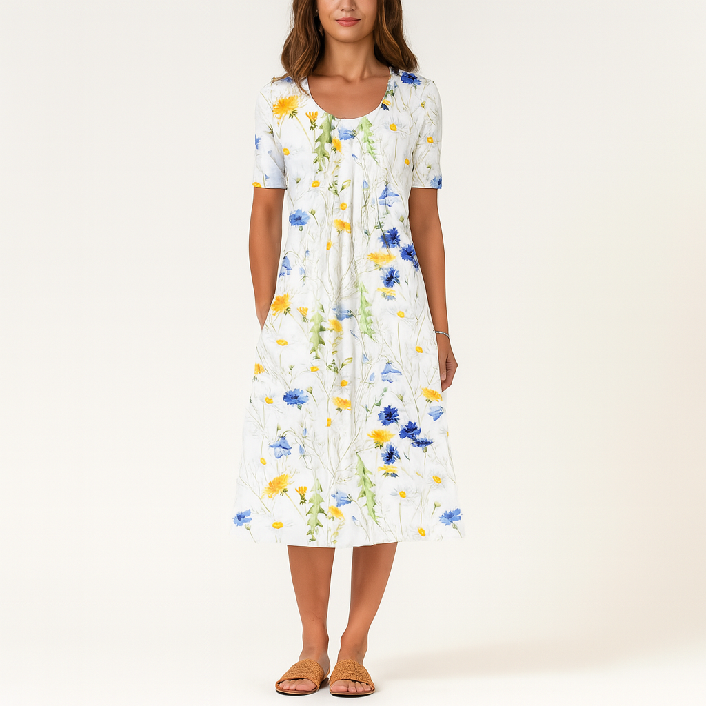 Elegantes Baumwoll-Midi-Kleid – Sommerlicher Smart-Casual-Stil