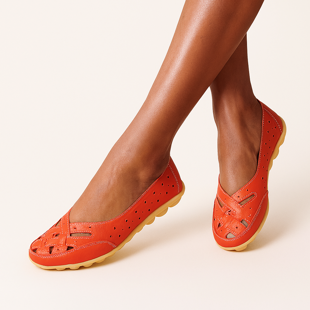 Atmungsaktive Leder-Orthopädische Slipper für Damen – Sommerkomfort