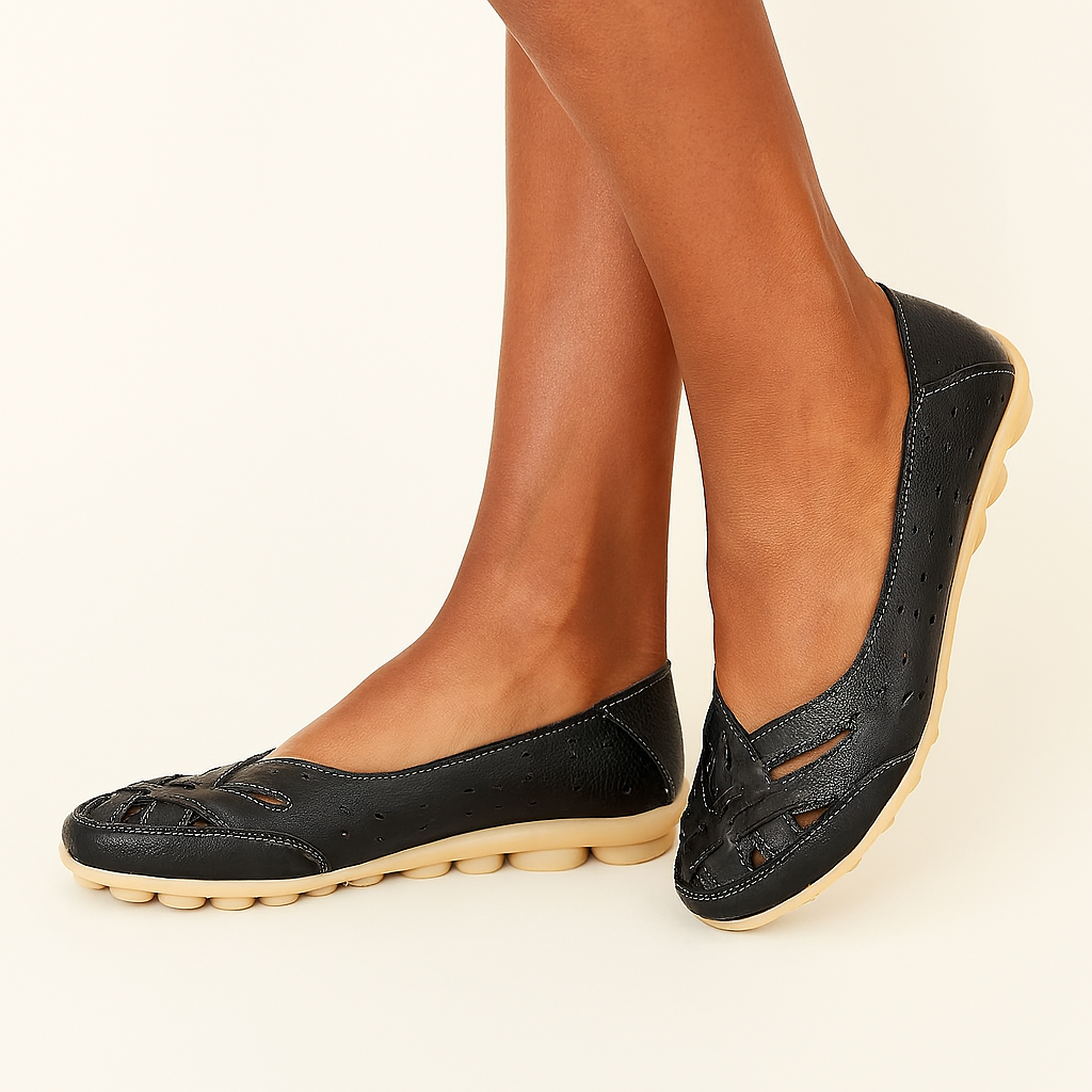 Atmungsaktive Leder-Orthopädische Slipper für Damen – Sommerkomfort
