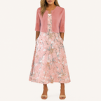 Blumiges Zwei-Teile-Midi-Kleid-Set – Sommer-Gartenanlass