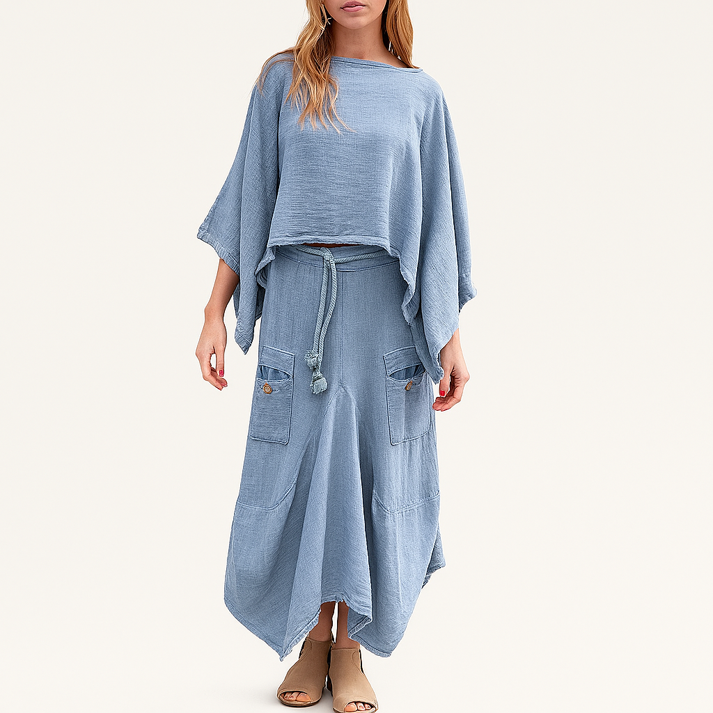 Damen Baumwoll-Leinen Sommeranzug – Leichtes, maßgeschneidertes 2-Teile Set