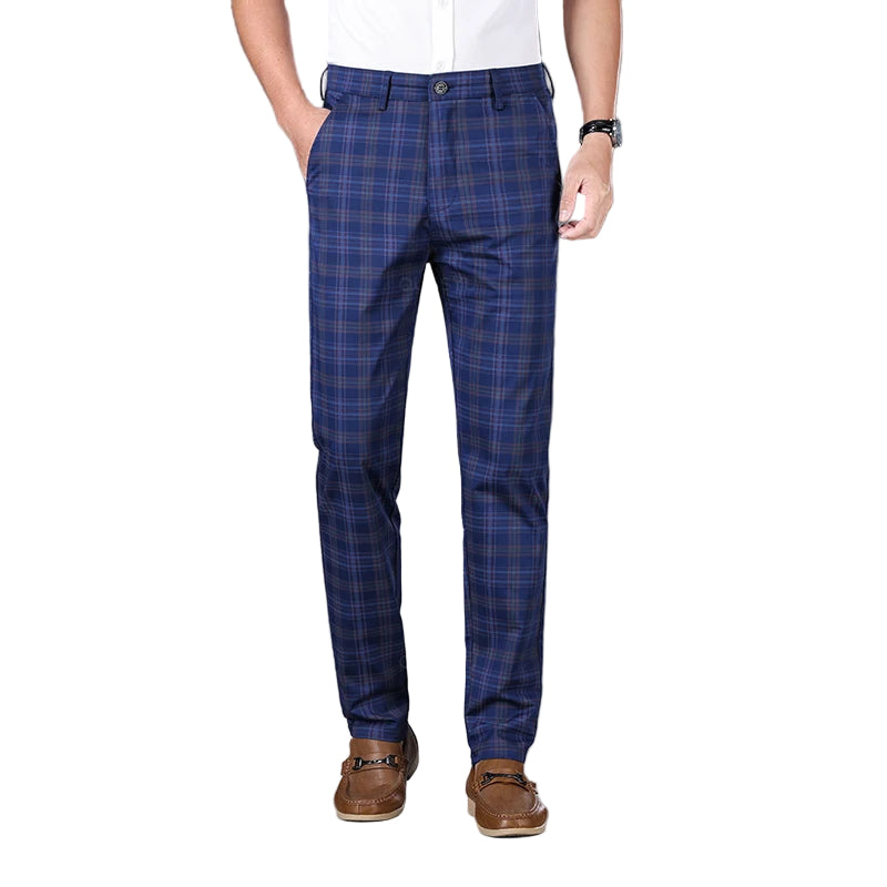 Herren Graue Kariert Slim Fit Hose – Smarte Arbeitskleidung