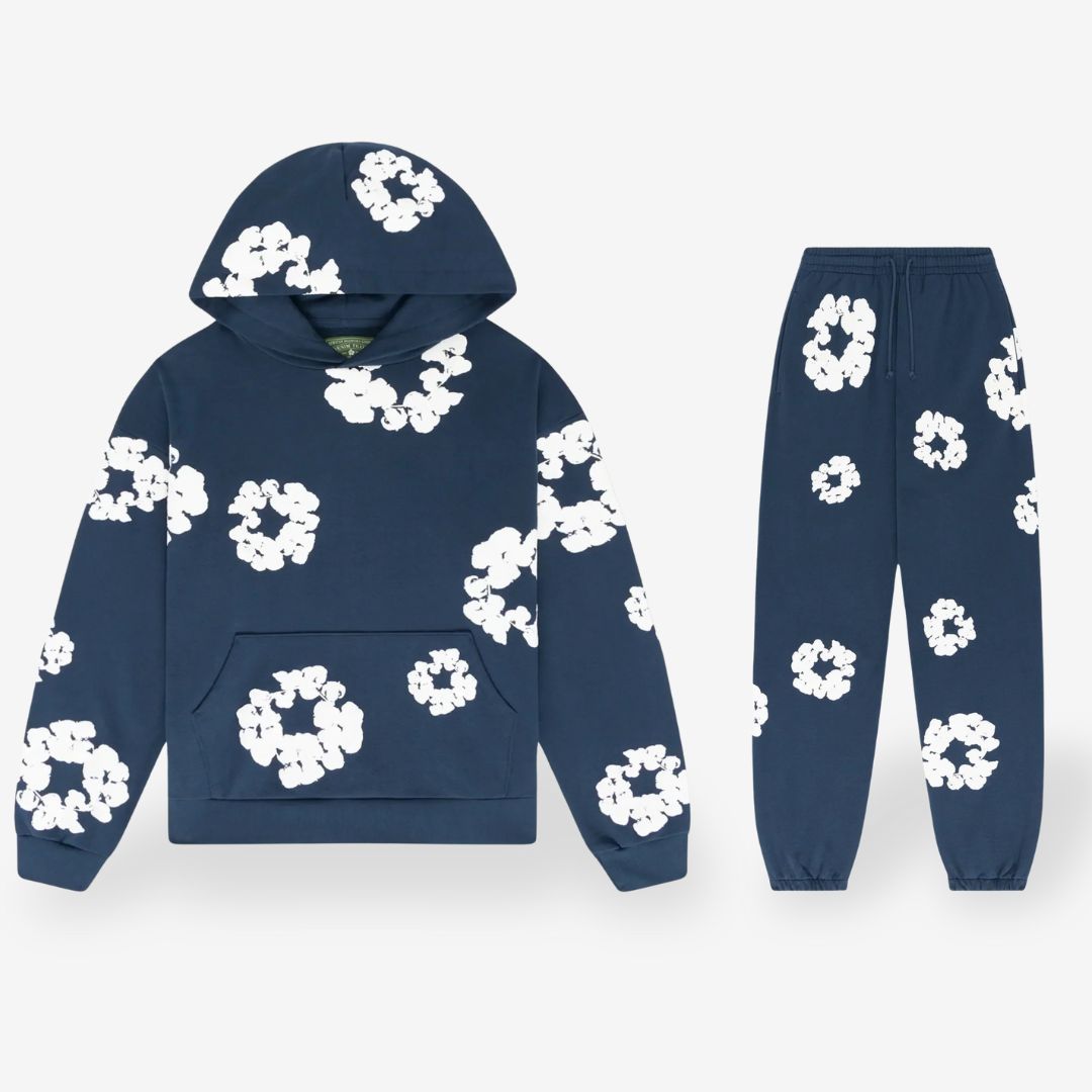 Unisex Floral Trainingsanzug Set mit Kapuzenpullover und Jogginghose – Streetwear