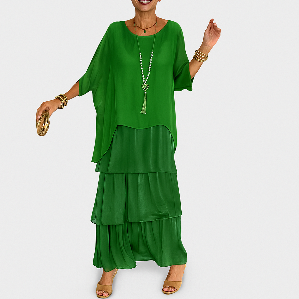 Langes Maxi-Kleid mit Rundhalsausschnitt – Leichter, fließender Sommerstil