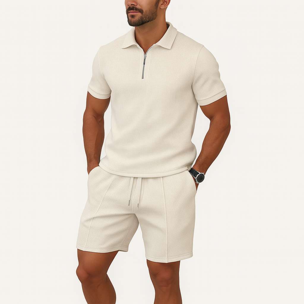 Herren Baumwoll-Polo-Shirt & Shorts Set – Sommer Casual