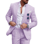 Herren Leinen-Anzug Set – 2-teiliges Sommerhochzeits- & Urlaubsoutfit