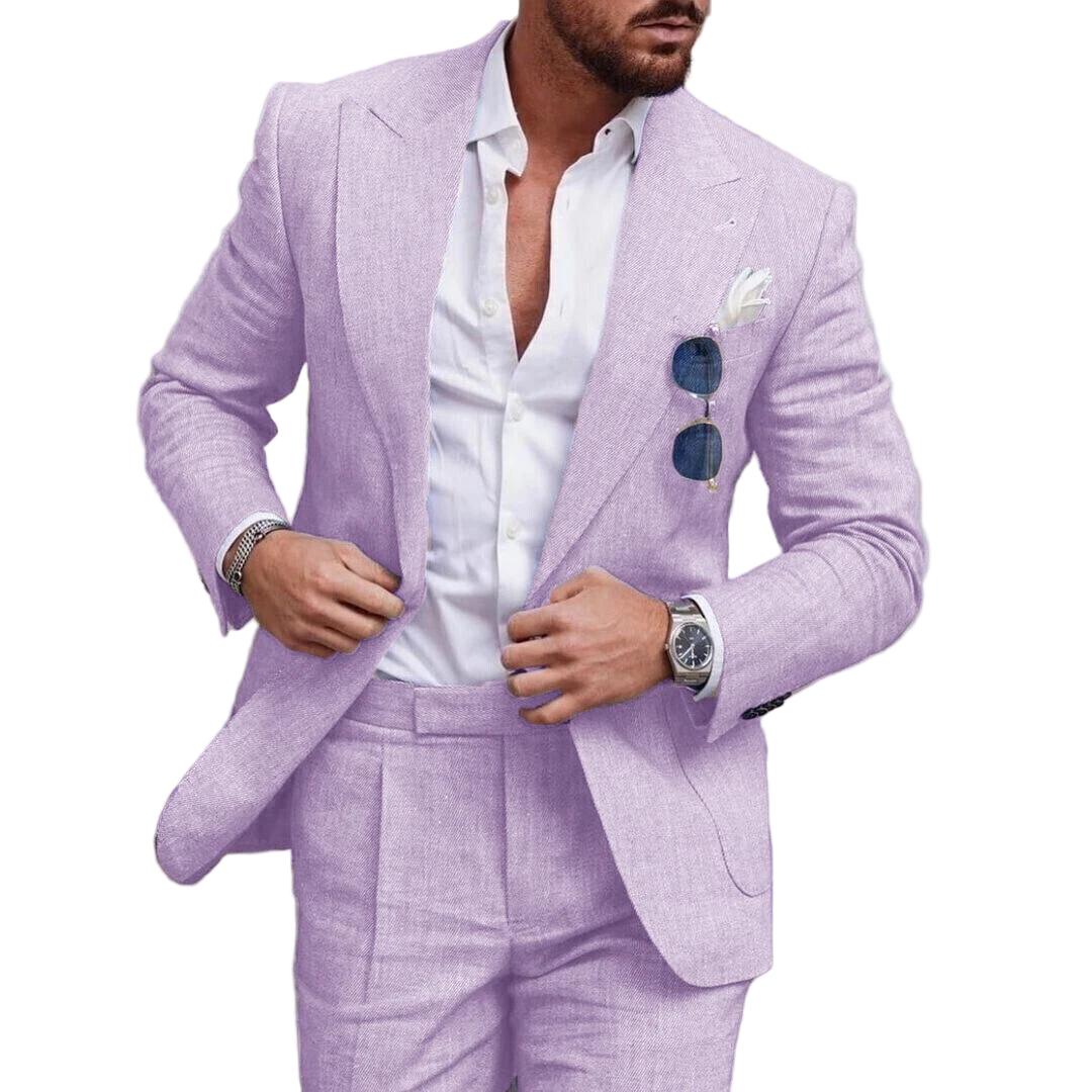 Herren Leinen-Anzug Set – 2-teiliges Sommerhochzeits- & Urlaubsoutfit