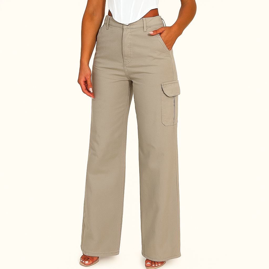 Stone Stretch Weitbeinige Cargo-Hose – Utility-Komfort