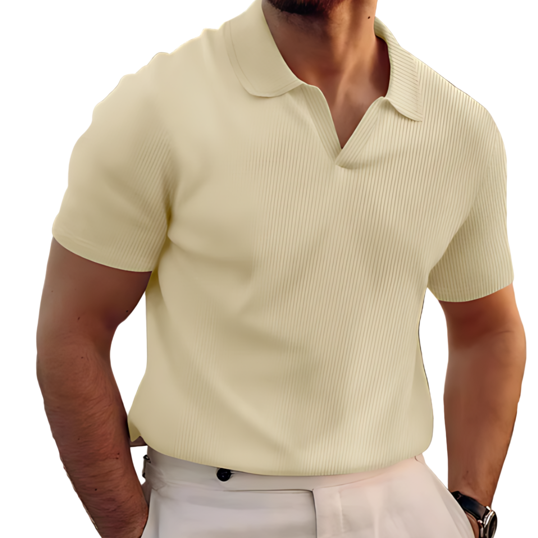 Herren V-Ausschnitt Polohemd – Kurzarm Sommer Casual Top
