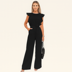Damen Jumpsuit mit Rüschenärmeln und weitem Bein – Elegante Sommermode