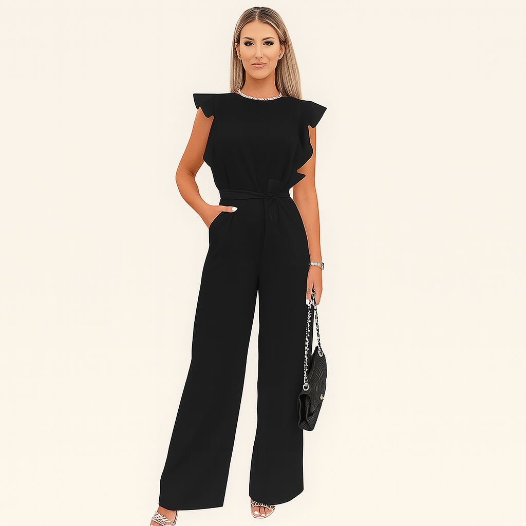 Damen Jumpsuit mit Rüschenärmeln und weitem Bein – Elegante Sommermode