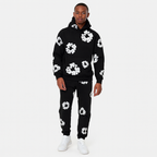 Unisex Floral Trainingsanzug Set mit Kapuzenpullover und Jogginghose – Streetwear