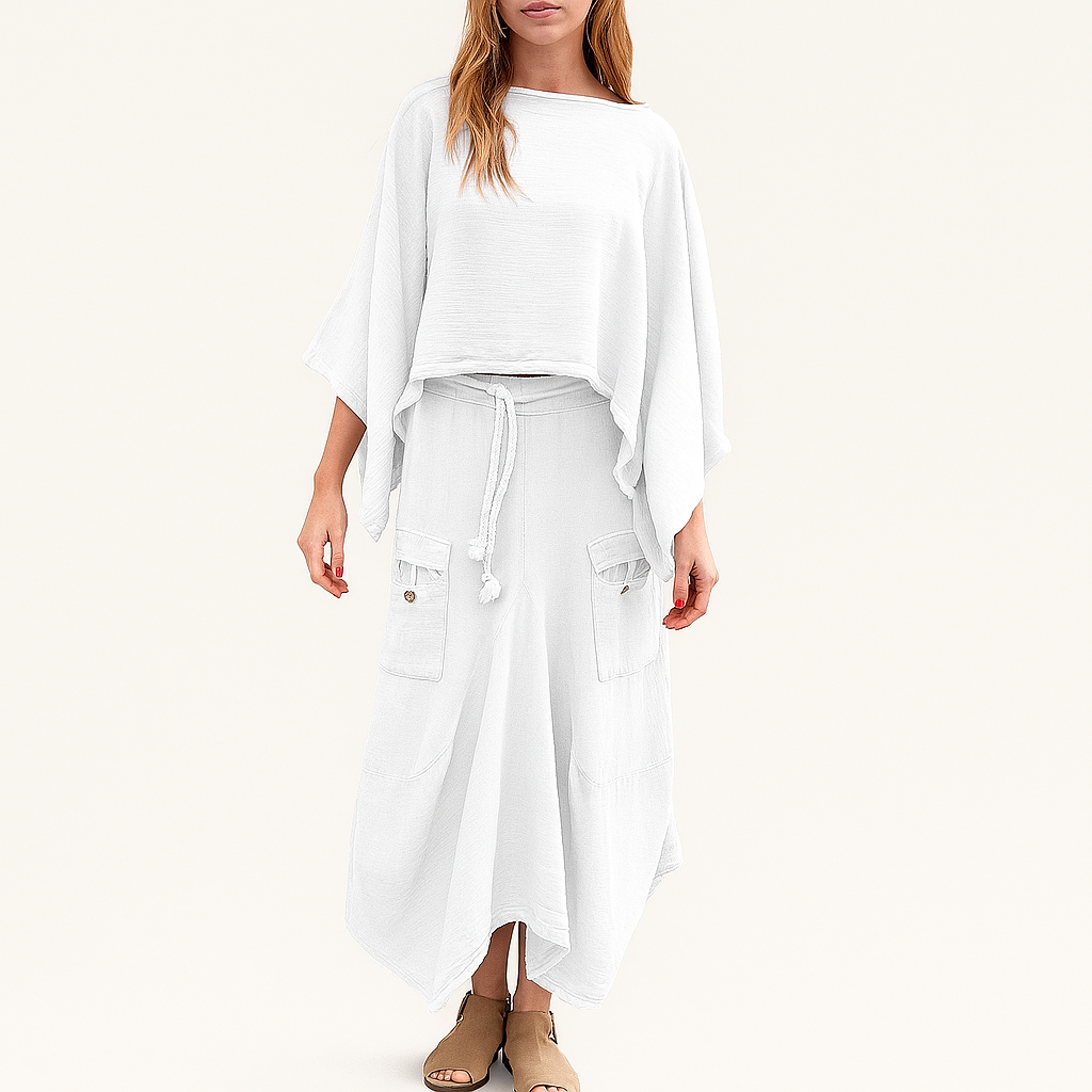 Damen Baumwoll-Leinen Sommeranzug – Leichtes, maßgeschneidertes 2-Teile Set