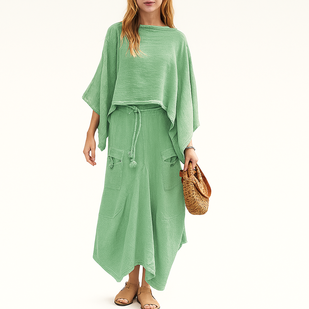 Damen Baumwoll-Leinen Sommeranzug – Leichtes, maßgeschneidertes 2-Teile Set