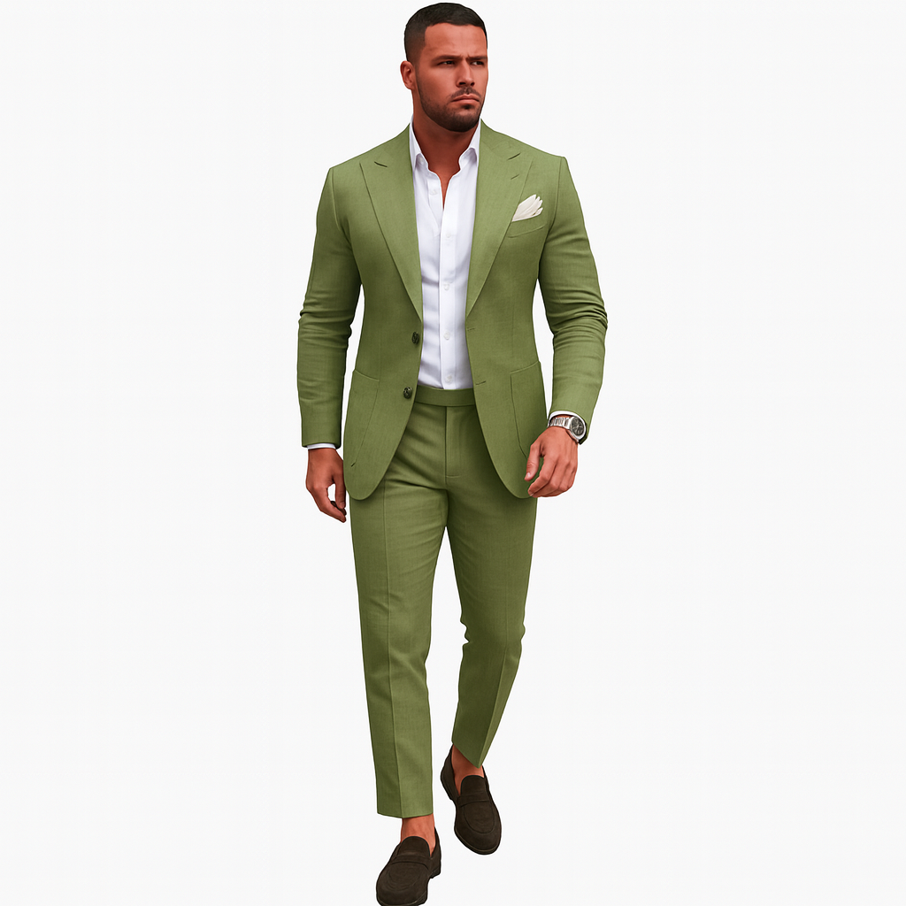 Herren Leinen-Anzug Set – 2-teiliges Sommerhochzeits- & Urlaubsoutfit