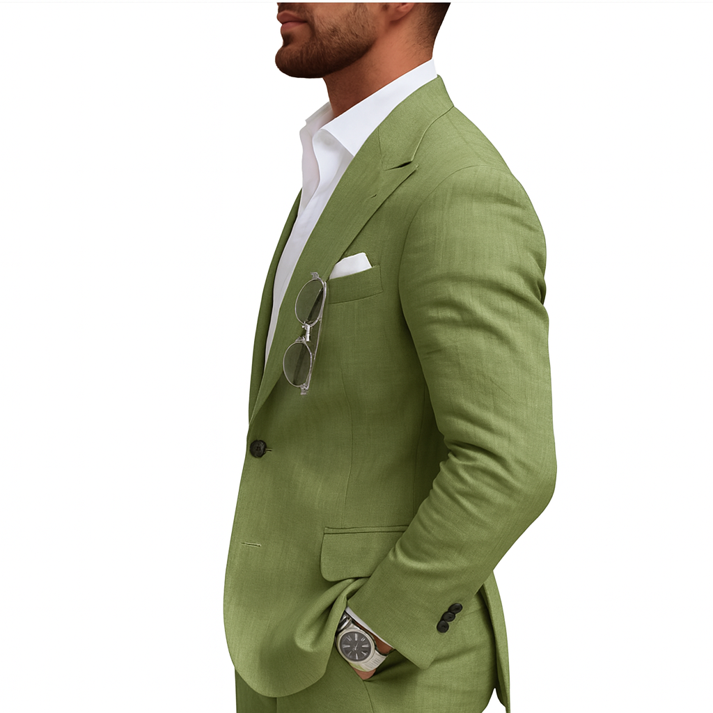 Herren Leinen-Anzug Set – 2-teiliges Sommerhochzeits- & Urlaubsoutfit