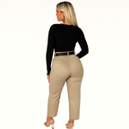 Schwarzes, stretchiges Crop-Top mit Cut-Outs und langen Ärmeln – schlankes Design