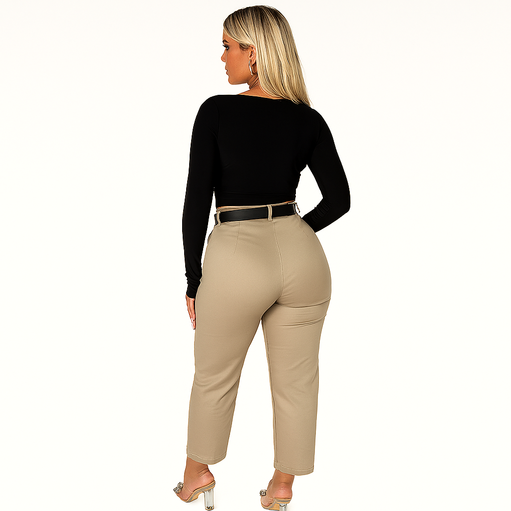 Schwarzes, stretchiges Crop-Top mit Cut-Outs und langen Ärmeln – schlankes Design