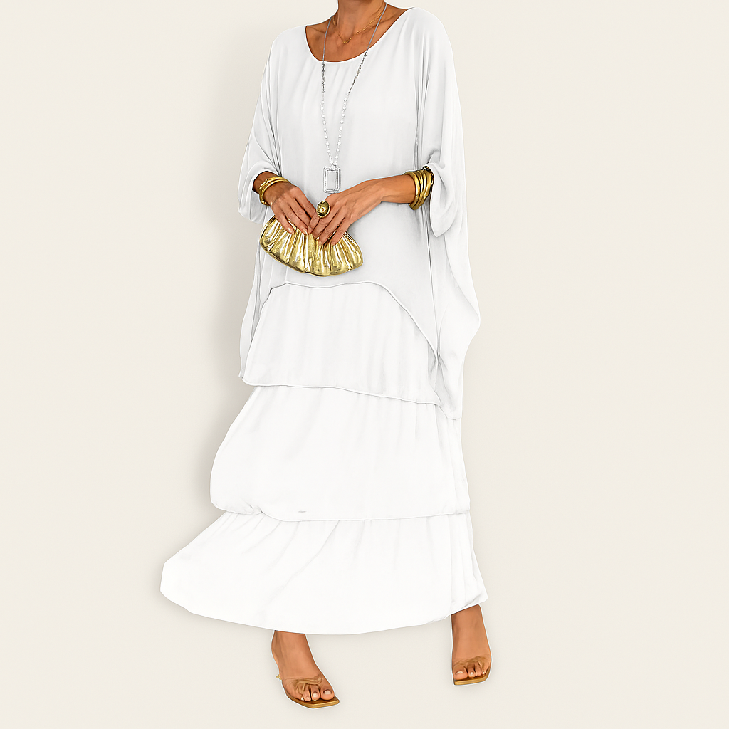 Langes Maxi-Kleid mit Rundhalsausschnitt – Leichter, fließender Sommerstil