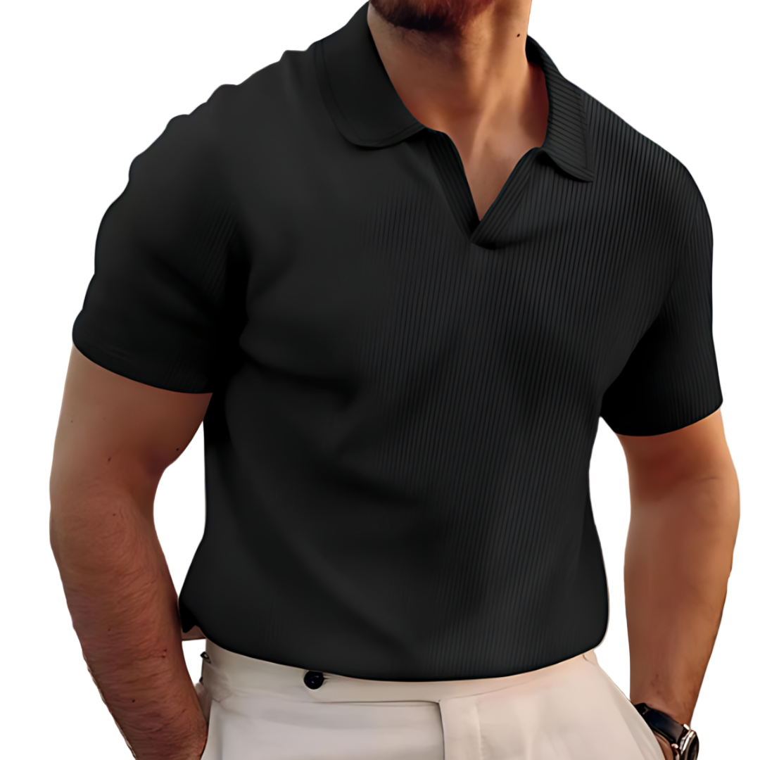 Herren V-Ausschnitt Polohemd – Kurzarm Sommer Casual Top