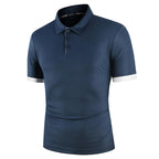 Herren Blaues Polo-Shirt mit kurzen Ärmeln – Leichtes Sommeroberteil