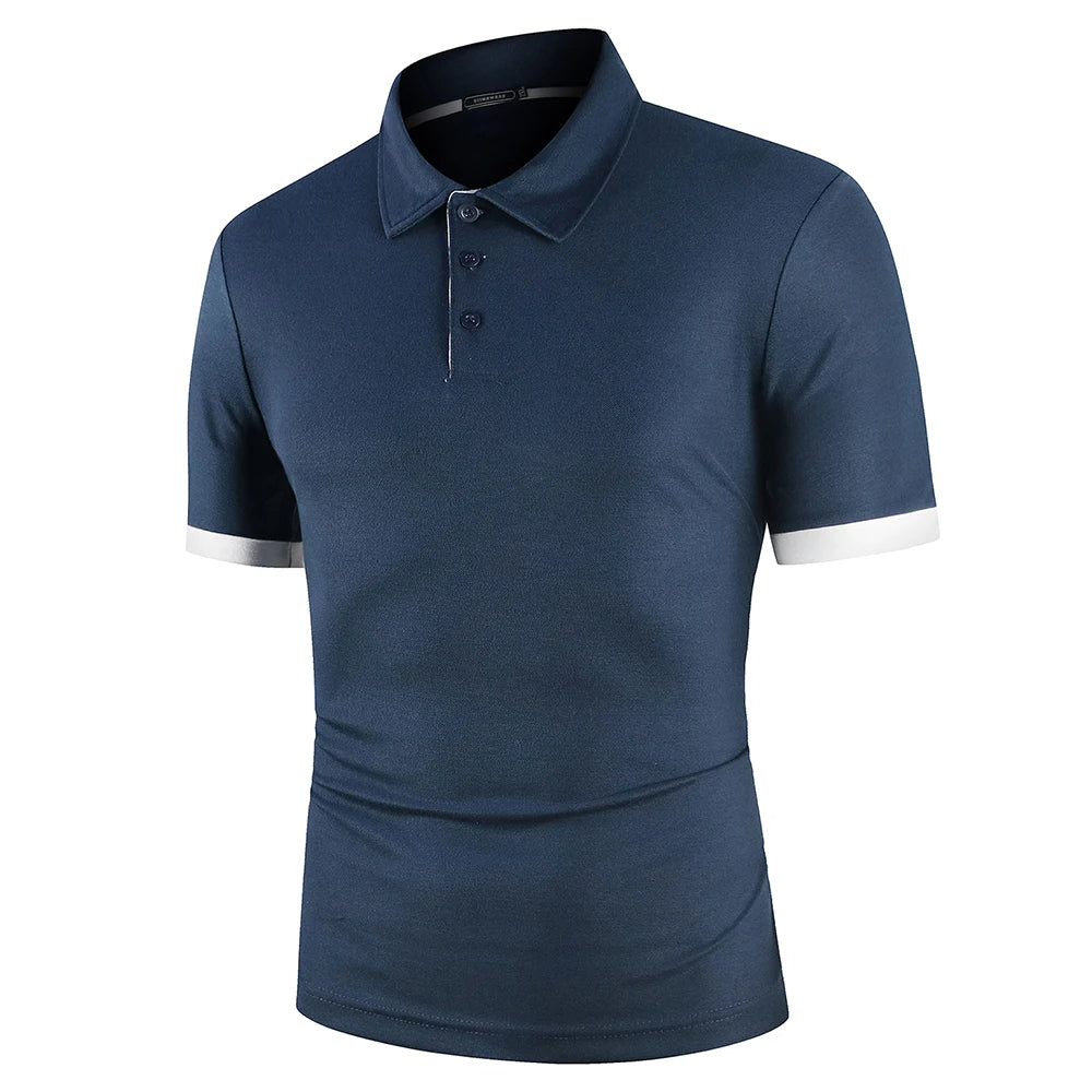 Herren Blaues Polo-Shirt mit kurzen Ärmeln – Leichtes Sommeroberteil
