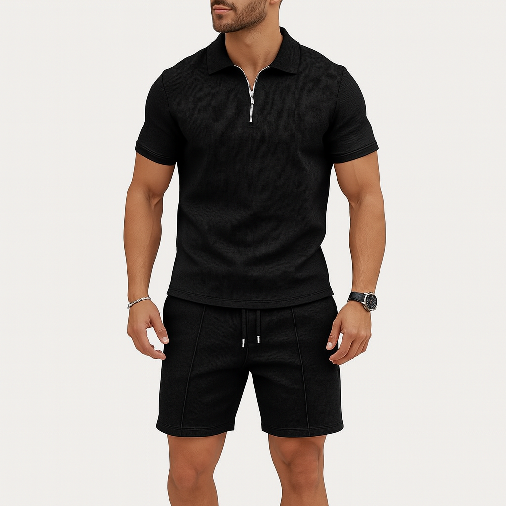 Herren Baumwoll-Polo-Shirt & Shorts Set – Sommer Casual