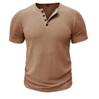Herren Muskelbetontes Henley T-Shirt – Kurzarm Slim Fit Freizeitshirt