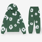 Unisex Floral Trainingsanzug Set mit Kapuzenpullover und Jogginghose – Streetwear