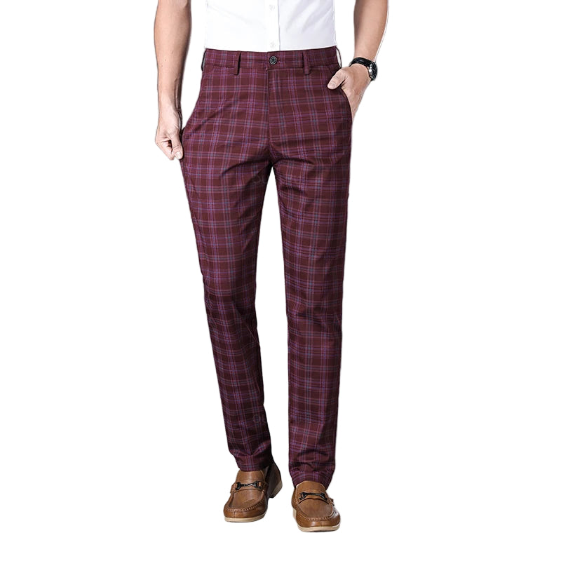 Herren Graue Kariert Slim Fit Hose – Smarte Arbeitskleidung