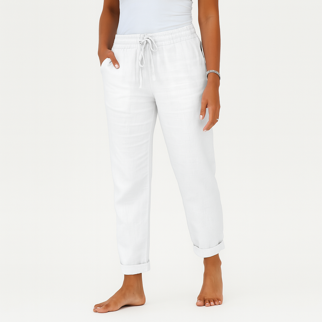 Leichte Leinenhose mit weitem Bein – Elastischer Bund, sommerlicher Komfort